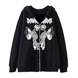 CosTribe Women's Y2K Zip Up Hoodies Novelty Aesthetic Skeleton Graphic Pullover Casual Cardigan Swea