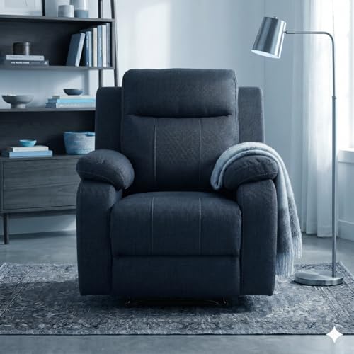 Image of Amazon Brand - Solimo Elira | Single Seater Sofa Recliner | Manual Recliner (Velvet Blue)