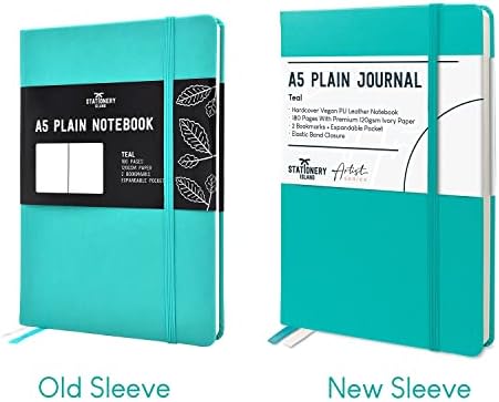 STATIONERY ISLAND Blank Journals A5 Teal No Lines Unruled Notebook Hardcover Notepad with 180 Pages Thick Premium 120gsm Paper for Planning, Study, Travel, Drawing, Sketching and Projects