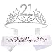 21st Birthday Gifts for Girl, 21st Birthday Tiara and Sash, Happy 21st Birthday Party Supplies, Finally 21 Glitter Satin Sash and Crystal Tiara Birthday Crown, 21st Birthday Party Decoration