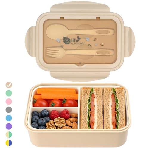 Produktfoto von BIBURY Brotdose Lunchbox Erwachsene & Büro 1400ml, auslaufsichere, Große Bento Box mit 3 Fächern & Besteck,&hellip;