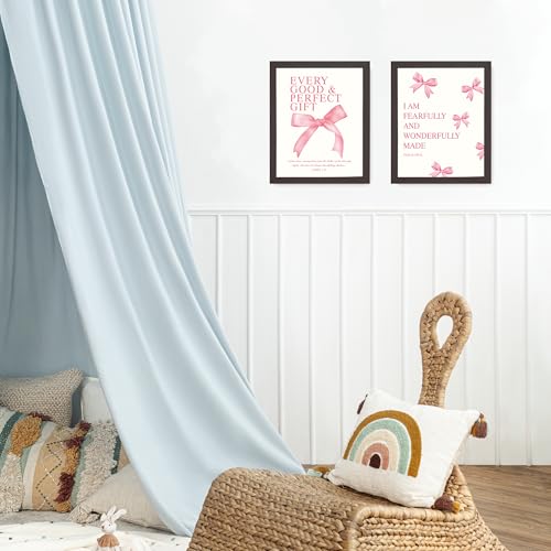 Image of LARTSFRO Coquette Pink Bow Wall Art Decor Posters, Pink Bow Room Bedroom Bathroom Dorm Wall Art Decor Aesthetic for College Teen Girls Gifts, Inspirational Bible Verses Bow Wall Decor, 10x8 Inch Set of 4 Pcs Bow Pictures (DARK FRAMED)