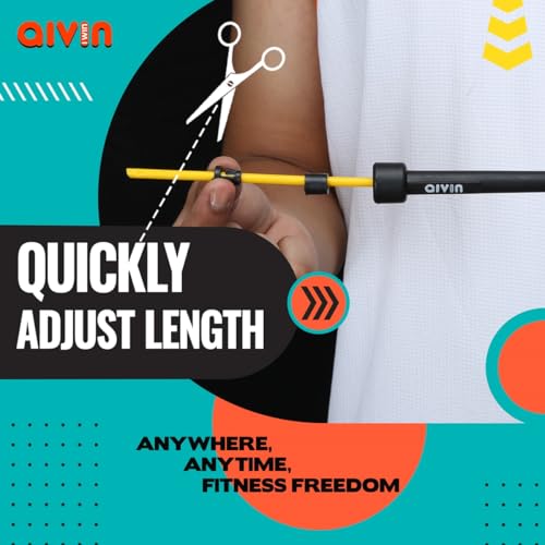 Image of Aivin Trend Lightweight Mat PVC Jump Rope for Fitness & Exercise with Plastic Handles Tangle-Free Skipping Rope for Gym, Cardio & Endurance Training Jumping Rope for Men & Women (Yellow)