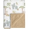 Baby Blankets for Boys Girls, Super Soft Nursery Minky Blanket Neutral with Print Brown Savanna Elephant and Cozy Raised Dotted Fleece Backing, 30 x 40 Inch Double Layer Bed Throws