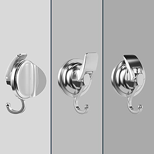 Socont Suction Cup Hooks For Shower, Heavy Duty Vacuum Shower Hooks For Inside Shower, Silver-Plated Plished Easy To Install Super Suction For Kitchen Bathroom Restroom,2 Pack #TOP6