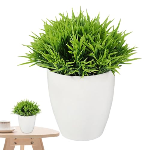 Pequeñas plantas falsas | plantas falsas de césped artificial | Decoración de estante de baño de larga duración, decoraciones de plantas de escritorio para el hogar, habitación, granja