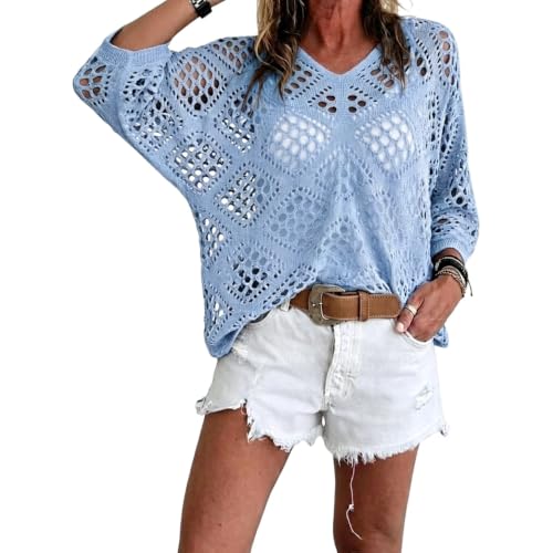 Tunique de plage bohème en crochet col V idéale pour les vacances au soleil