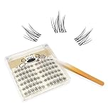BOROLA 36 Clusters Self-Adhesive Eyelash No Glue Needed, Press-On Lashes, Reusable Pre-Glued Lash Extensions with Tweezers, Natural Wispy Look(Sunflower Series)