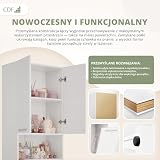 CDF NEL 1K DK wysoka szafka łazienkowa | kolor: biały błyszczący | nowoczesny regał łazienkowy | szafka do przechowywania | przestronne półki | drzwi | łatwy montaż | 1 kosz na pranie | stylowe