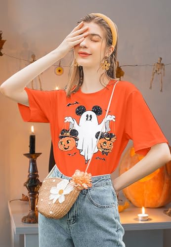 BLANCHES Halloween Shirts Women Cute Ghost Pumpkin Spooky Season Tee — view 2