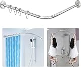 SIKAIQI Stretchable 304 Stainless L Shaped Bathroom Bathtub Corner Shower Curtain Rod Rack (23.6'-52.4'x23.6'-52.4'), Drill Free Install, for Bathroom, Clothing Store, Private space