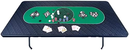 EasyGO Poker Table & Top Pad – for Texas Holdem Casino Style – 78” X 36”Rectangle Mat – Portable Rolling Rubber is Foldable – Professional 3 Layers-Includes Carry Bag, 72 Green W/Table