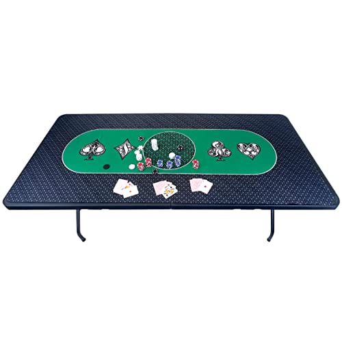 Easygo Poker Table & Top Pad – For Texas Holdem Casino Style – 78” X 36”Rectangle Mat – Portable Rolling Rubber Is Foldable – Professional 3 Layers-Includes Carry Bag, 72 Green W/Table #TOP26