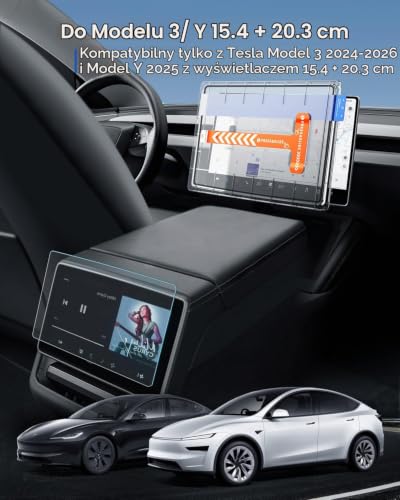 LANTU 2 Sztuki 15,4" + 8" Folia Ochronna dla Tesla Model 3 2024-2026 Oraz Model Y 2025, Matowa Antyodblaskowa Przód I Tył Szkło Hartowane 9H z Zestawem Instalacyjnym
