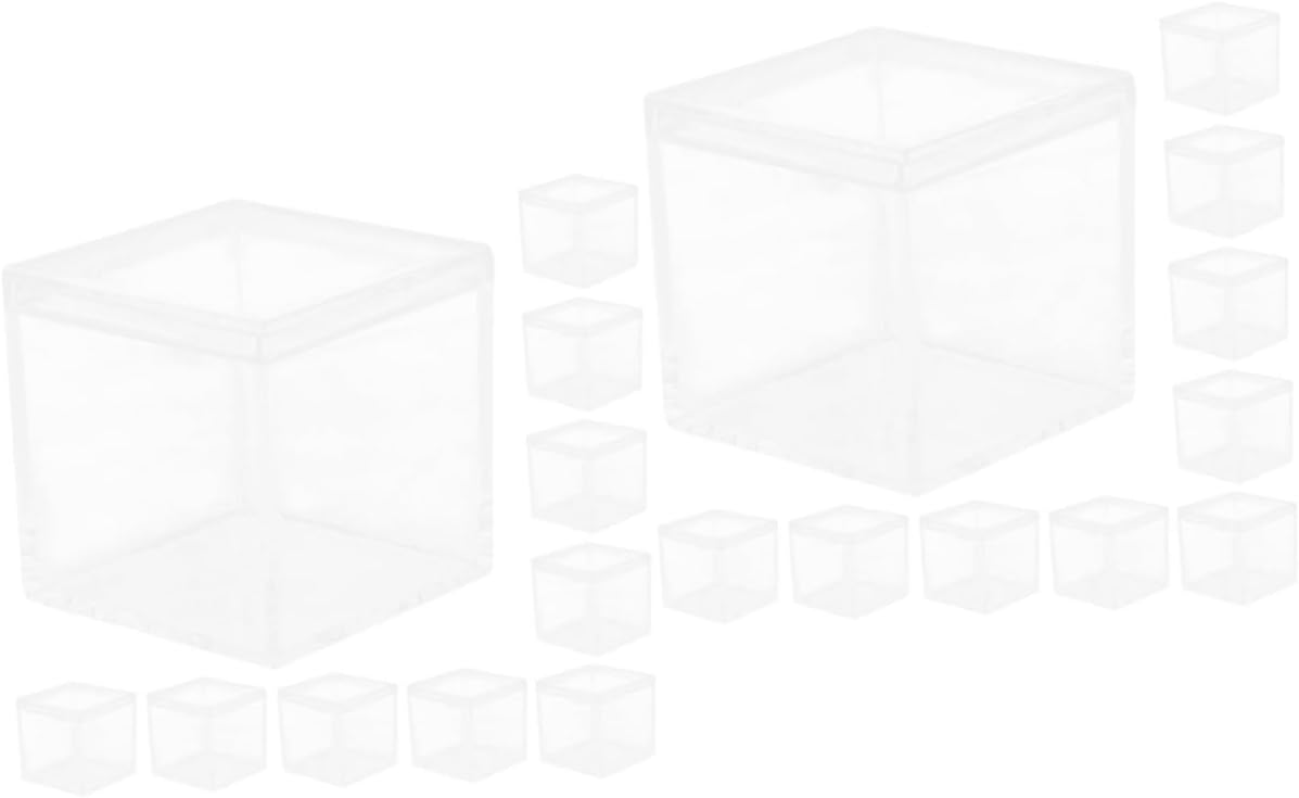 Unomor 20pcs Clear Square Storage Box Versatile Candy and Craft Container for Sweets Jewelry and Items for Parties and Events