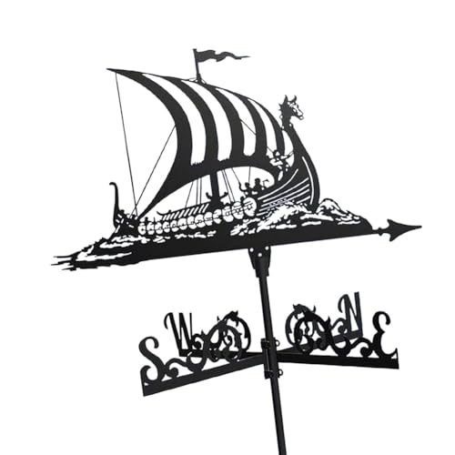 Eouayoree Veleta de Metal, Pirata Vintage, Indicador de Dirección del Viento, para Decoración de Patio de Techo de Jardín Al Aire Libre