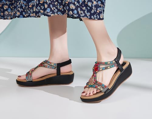 Sandales été femme confortable à plateforme bout ouvert marron