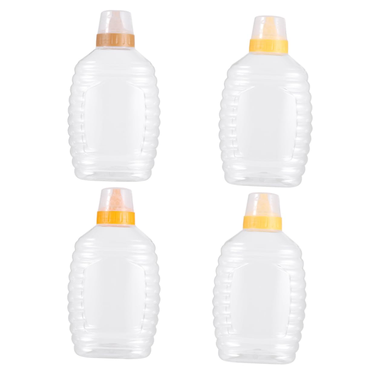 PRETYZOOM 4pcs Transparent Honey Dispenser Bottles with Lids Capacity Food Packaging Jars for Honey Jam Salad Dressing Ketchup and Sauce Storage