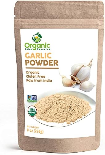 Organic Garlic Powder | 8 oz (226g) | USDA Organics and Non-GMO Verified Project Approved | Product of India | 100% Raw and Natural | Resealable Kraft Bag by SHOPOSR