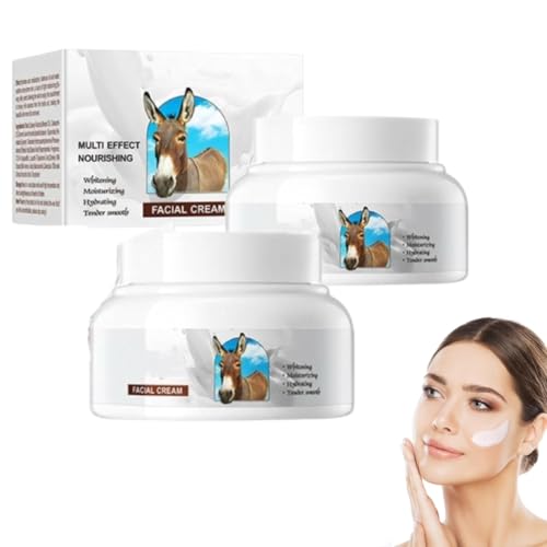 Crema de Leche de Burra, Loción Corporal de Leche Orgánica, Crema Hidratante Facial para Mujeres, Cuidado Natural Antiedad, Reduce Arrugas y Líneas de Expresión, Hidratante y Reafirmante (2 piezas)