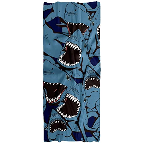 Écharpe légère pour femme au motif dents de requin bleu et tissu enveloppant