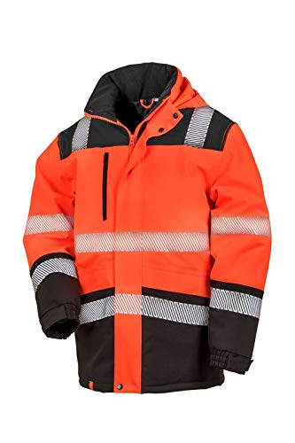 Result R475X Printable Softshell Safety Coat - FLUORESCENT ORANGE/BLACK - SMALL