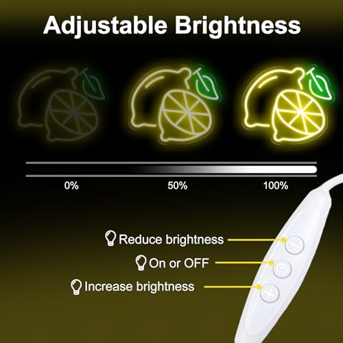 Image of Lemon Neon Signs, Summer Fruit LED Light, USB Powered Wall Hanging Night Light, Decor for Home Kitchen, Party, Drink Shop, Bar, 15.2 inchx13 inch