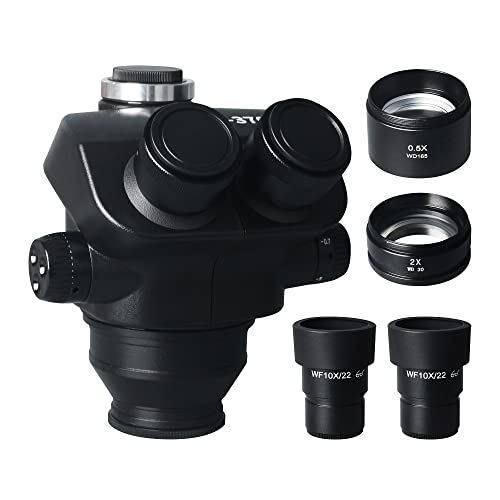 Microscope 7X-50X Simul-Focal Trinocular Microscope Zoom Stereo Microscope Head 0.5X 2.0X Auxiliary Objective Lens for PCB Soldering(with 2LENS)