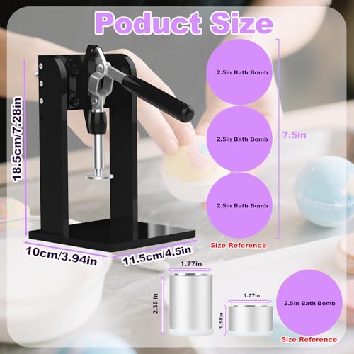 Bath Bomb Press Machine 2 Pcs 1.8 inches Bath Bomb Molds with Surprise Inside for DIY Shower Steamer Shampoo Bar Gifts