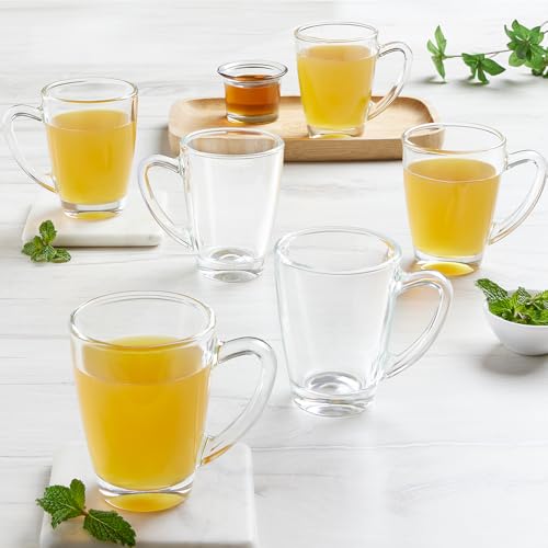 Image of Borosil 195ml 6pc Serene Tea /Coffee Mug Set | Borosilicate Tuff Glass Made in India Cup Set for Chai, Green Tea, Coffee, Milk | Microwave Safe, Scratch Resistance, Lightweight | Transparent