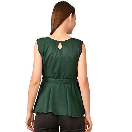 Image of Women's Sleeveless Peplum Top with Waist Tie Belt