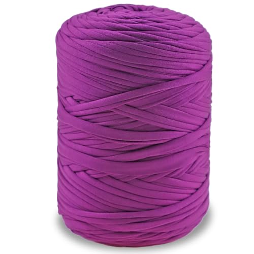 NOTIONSLAND 400g T-Shirt Yarn Knitting Yarn Fabric Crochet Yarn for Bag Basket, Blanket Home Decor - Reddish Purple Soild Color Yarns