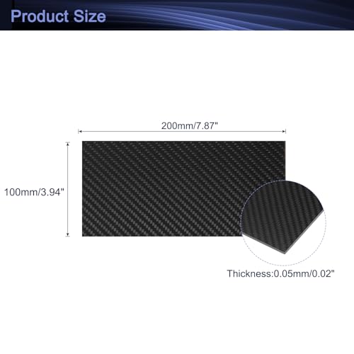 QUARKZMAN 3K Carbon Fiber Plate Panel Sheets, 200 x 100 x 0.5mm Carbon Fiber Board Plate Flexible for RC Aircraft, Model Car, Auto Parts (Twill Matte)