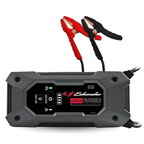 Schumacher Electric 2250A Rugged Lithium Car Battery Jump Starter and Portable Power Pack/Jump Box, 3-in-1 Solution, 2.4A USB Charging, for 12V Power Sport, Automotive, and Marine Batteries, SL1654