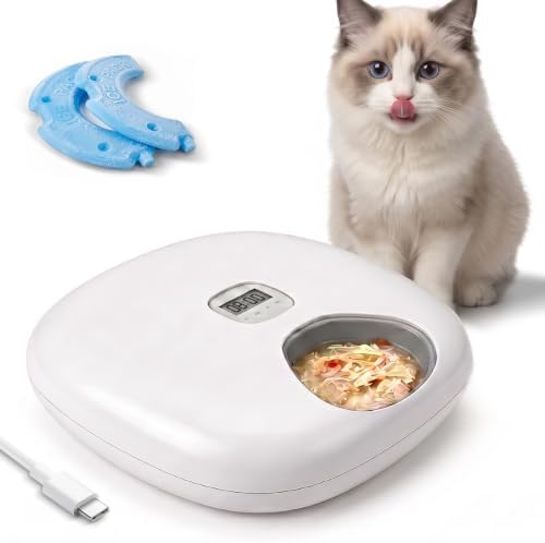 Pet Prime Futterautomat, Futterspender Nassfutter Automat, 6 programmierbare Mahlzeiten, Digitaler Timer, 2 Kühlakkus, automatischer Feeder