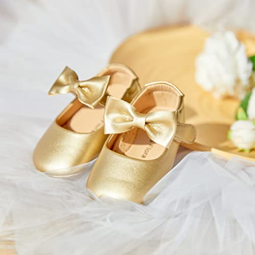 Soft Sole Leather Gold Baby Shoes - Infant Baby Walking Shoes Moccasinss Rubber Sole Crib Shoes(Gold,18-24 Months Infant) #TOP3