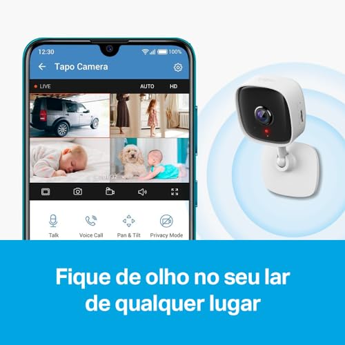 Camera de Segurança Wi-Fi, 1080p Full HD TP-Link Tapo C100, Visão Noturna, Audio de Duas Vias, Traba