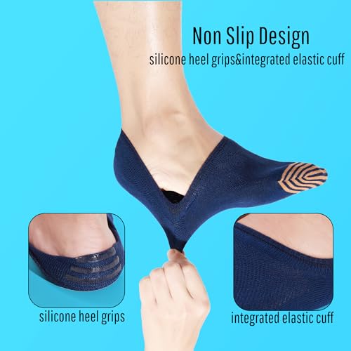 No Show Socks for Men 6 Pack,Non Slip Cotton Low Cut Short Socks for Sneaker Loafer Running3