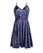 R.Vivimos Women's Crushed Velvet Spaghetti Straps Sexy V Neck Club Party Pleated Swing Skater Dress (Large, Dark Blue)