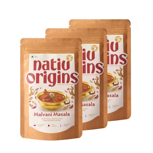 Image of NativOrigins Malvani Masala Powder | Slow-Roasted & Traditionally Pounded | 22 Whole Spices | For Malvani Fish Curry, Chicken & Coastal Dishes | No Additives | 3 x 100g