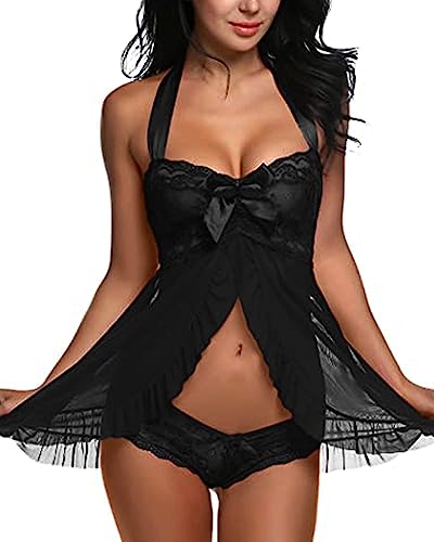 Image of Love Maker Women Babydoll Chemise Multicolor Lace Net Lingerie Nighty for Girls Stylish Above Knee Flora Print Honeymoon Anniversary Nightwear Dress Small to 3XL