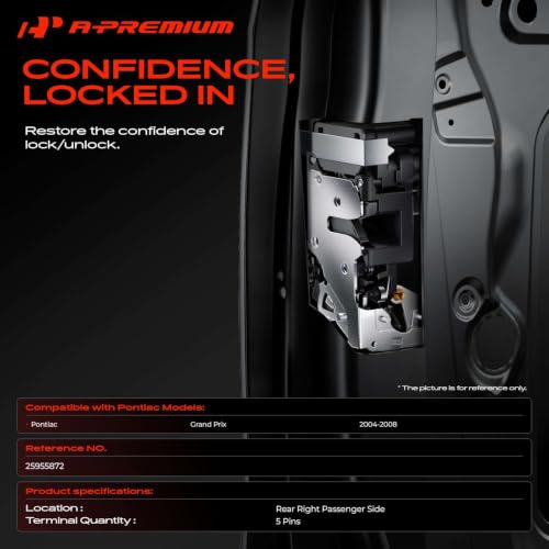 Image of A-Premium Rear Right Passenger Side Door Lock Actuator Compatible with Pontiac Grand Prix 2004-2008