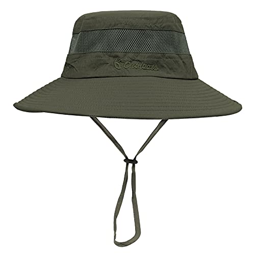 Sun Hats For Men Women Wide Brim Fishing Hat Summer Bucket Hat Outdoor Safari Boonie Cap Army Green One Size #TOP1