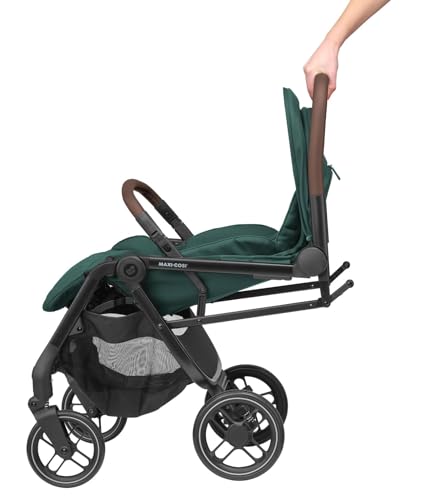 Maxi-Cosi Soho Carrinho, 0-4 anos, 0-22 kg, carrinho ultra compacto, dobrável automático com uma mão, cadeira espaçosa, 3 reclinações, reclinação total, capa removível, verde essencial