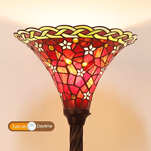 Mooview Tiffany Lamp Dragonfly Stained Glass Floor Reading Lamp 61’’ Tall Lampshade 1 Pcs Led Bulb(2700K E26) Included Christmas Gift #TOP3