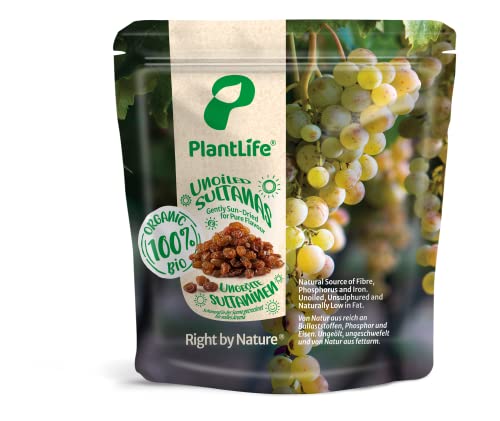 PlantLife BIO Sultaninen 1kg -Ungeölte, Ungeschwefelte und Ungezuckerte Rosinen - 100% Recyclebar Cover