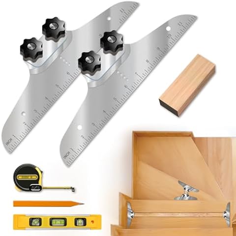 NAACOO Stair Tread Template Tool, Stair Tread Jig Set, Stair Measuring Tool - Stair Jig with Level & Tape Measure, Suitable for Stairs, Risers and Partitions Cover