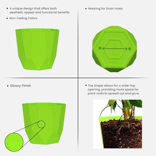 Image of YUCCABE ITALIA SHERA Hexa Plastic Planter Pot for Plants | Decorative Flower Pot | UV Protected Lightweight Indoor Outdoor Gamla for Home Decor, Balcony, Garden & Living Room