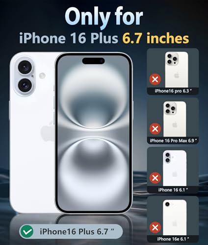 Image of FNTCASE for iPhone 16 Plus Case: Clear Magnetic Phone Cases Compatible with Magsafe Slim Anti Yellowing Military Grade Drop Rugged Protective Transparent Cell Phone Cover (B-Glitter Magnetic)