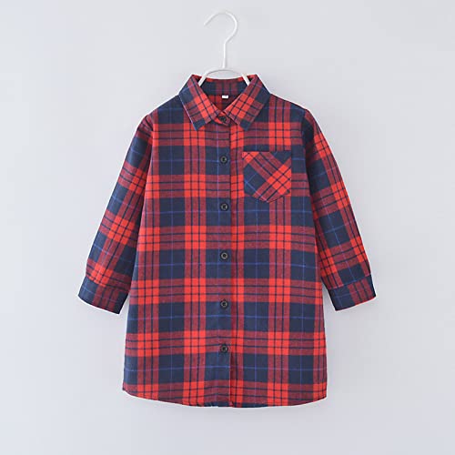 Toddler Boy Girls Shirt Jacket Fashion Cute Button Down Plaid Coat Loose Fit Long Sleeve Fall Winter2